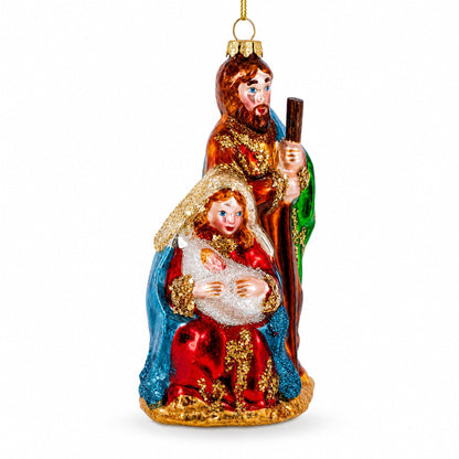Sacred Holy Family Glass Christmas Ornament