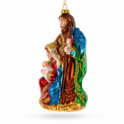 Sacred Holy Family Glass Christmas Ornament