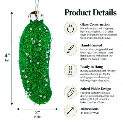 Salted Pickle Glass  Christmas Ornament