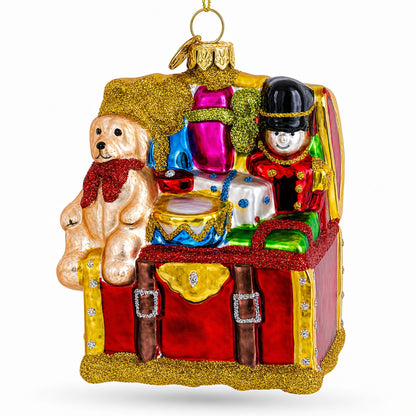 Teddy Bear, Nutcracker, and Gift Chest Glass Christmas Ornament