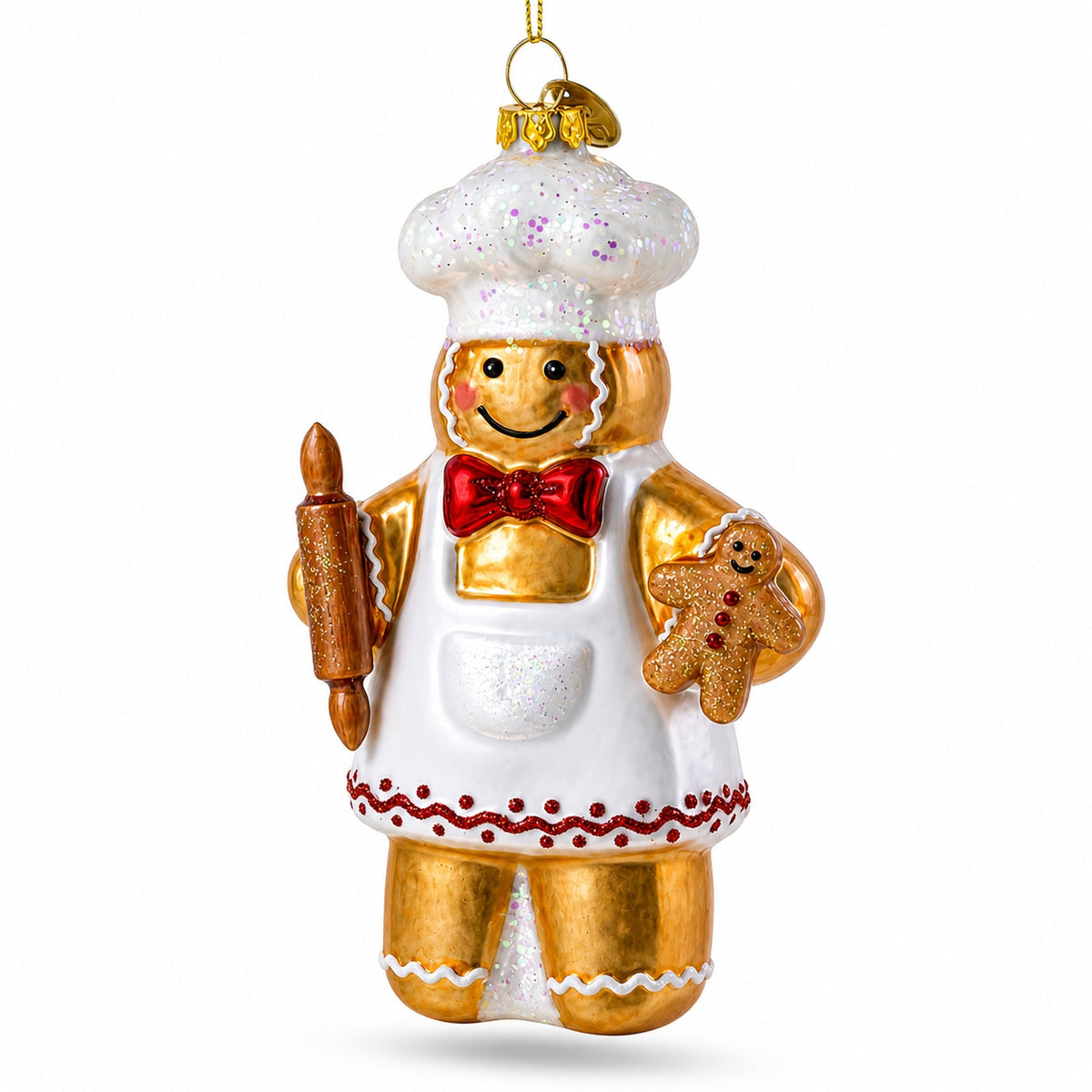Baking Gingerbread Man Glass Christmas Ornament