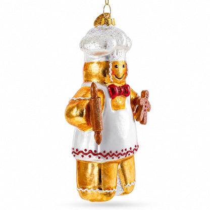 Baking Gingerbread Man Glass Christmas Ornament