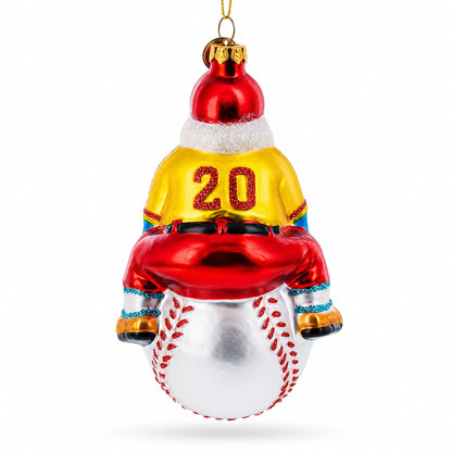 Baseball Santa with Jersey #20 Glass Christmas Ornament