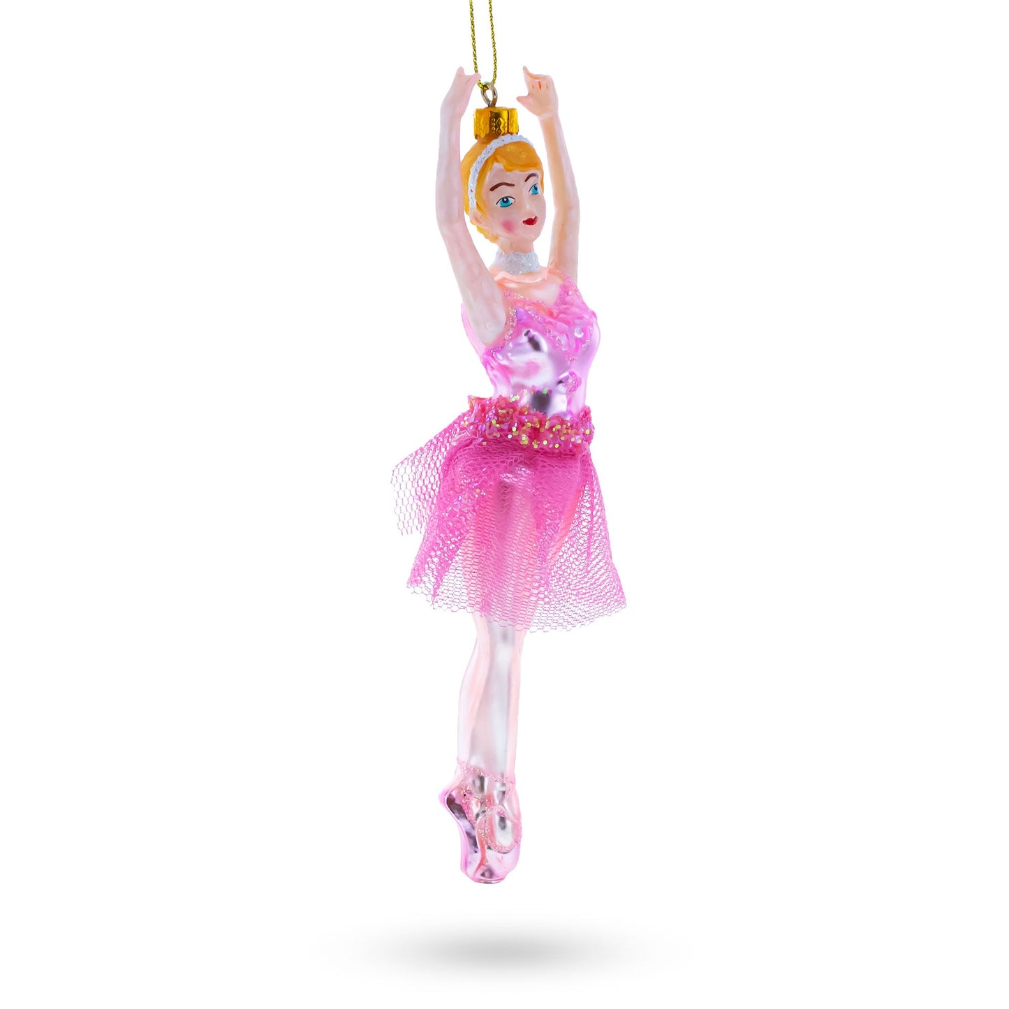 Dancing Ballerina in Pink Dress -Glass Christmas Ornament
