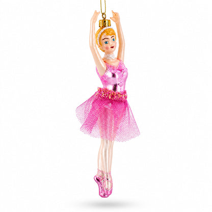 Dancing Ballerina in Pink Dress -Glass Christmas Ornament