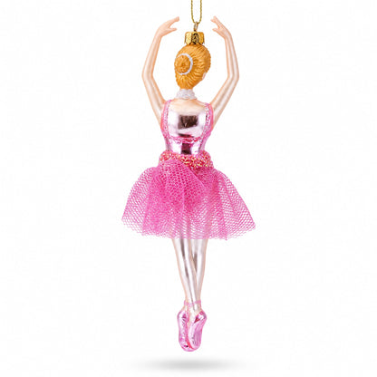 Dancing Ballerina in Pink Dress -Glass Christmas Ornament