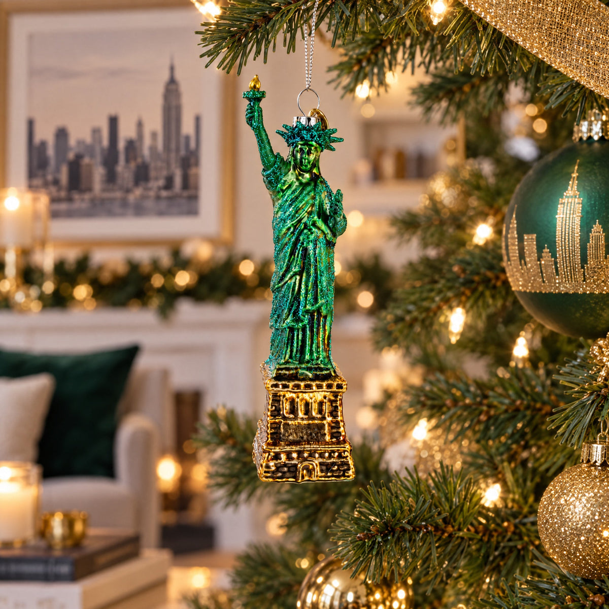 Statue of Liberty New York Glass Christmas Ornament