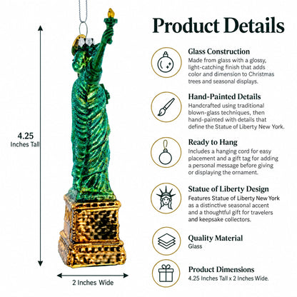 Statue of Liberty New York Glass Christmas Ornament