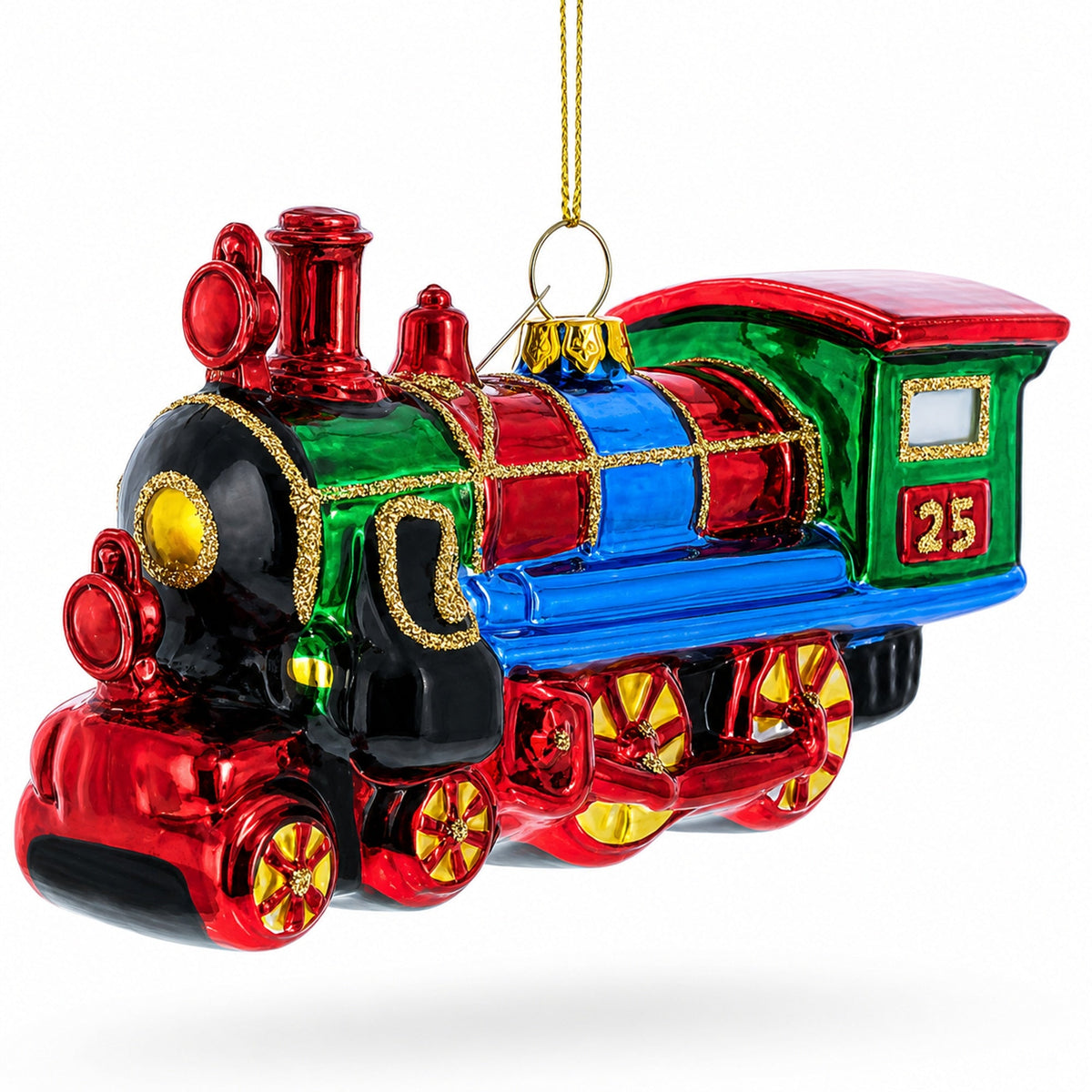 Steam Train Glass Christmas Ornament