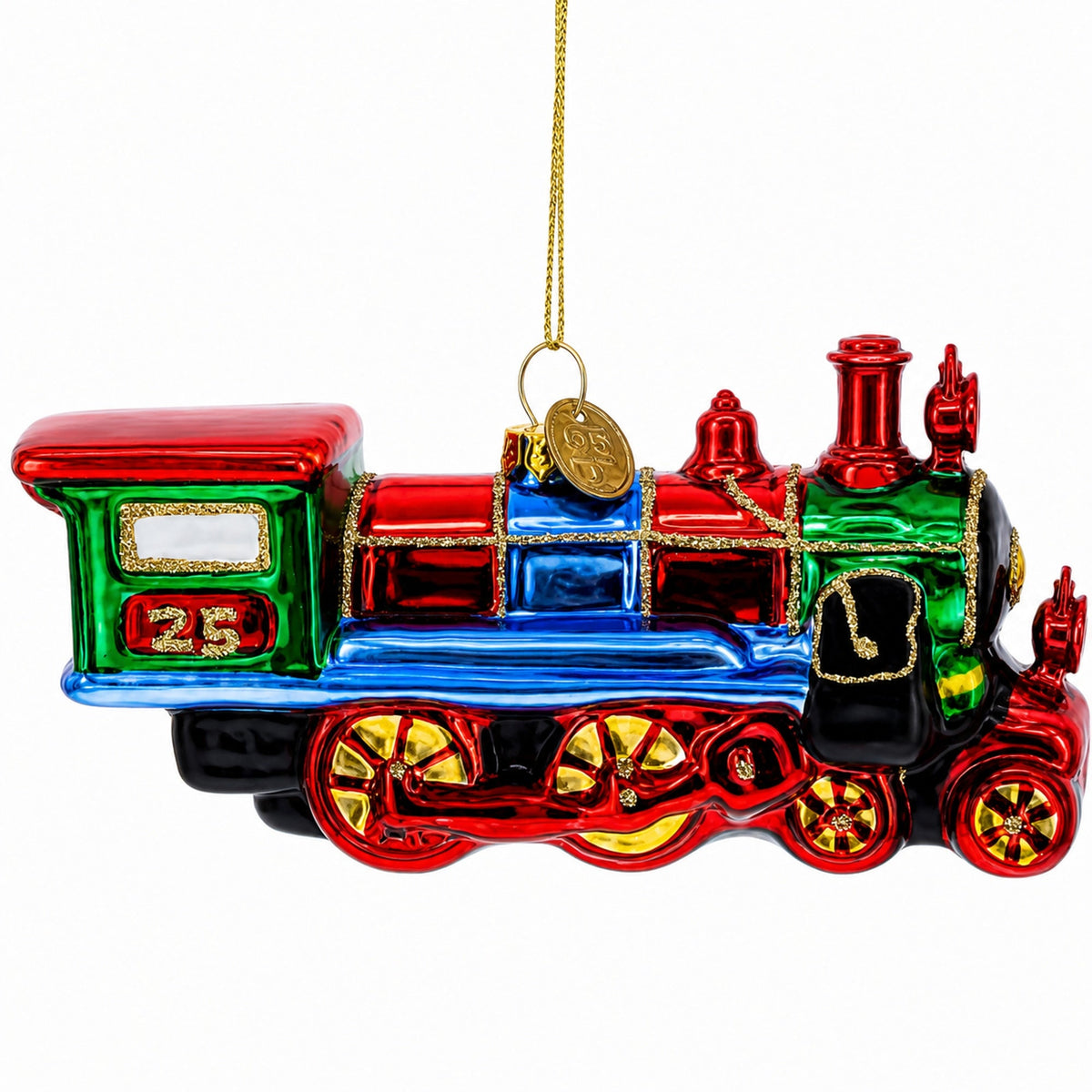 Steam Train Glass Christmas Ornament