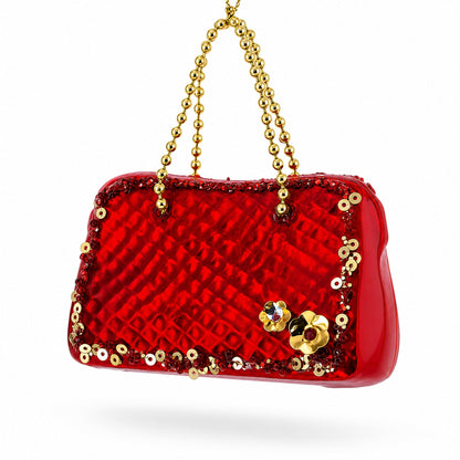 Red Purse Glass Christmas Ornament