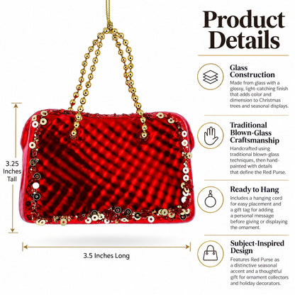Red Purse Glass Christmas Ornament