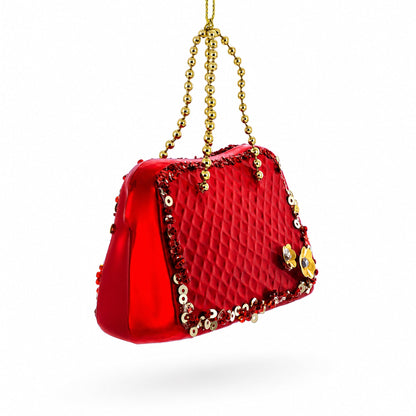 Red Purse Glass Christmas Ornament