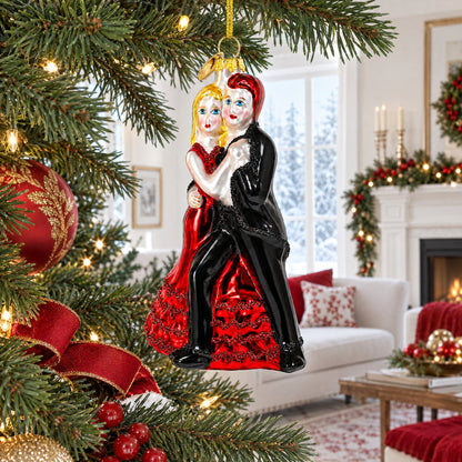 Graceful Dancing Couple Glass Christmas Ornament