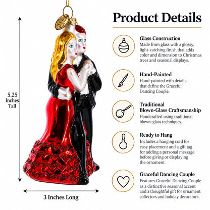 Graceful Dancing Couple Glass Christmas Ornament