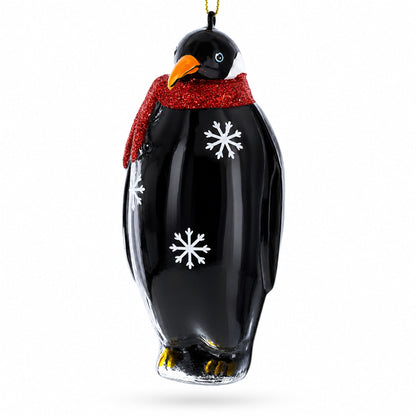 Penguin with Scarf Glass Christmas Ornament