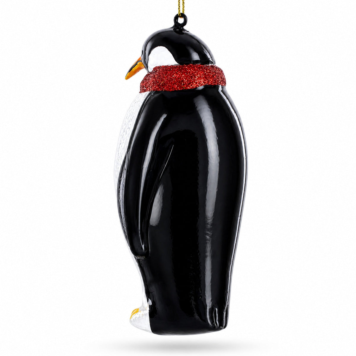 Penguin with Scarf Glass Christmas Ornament