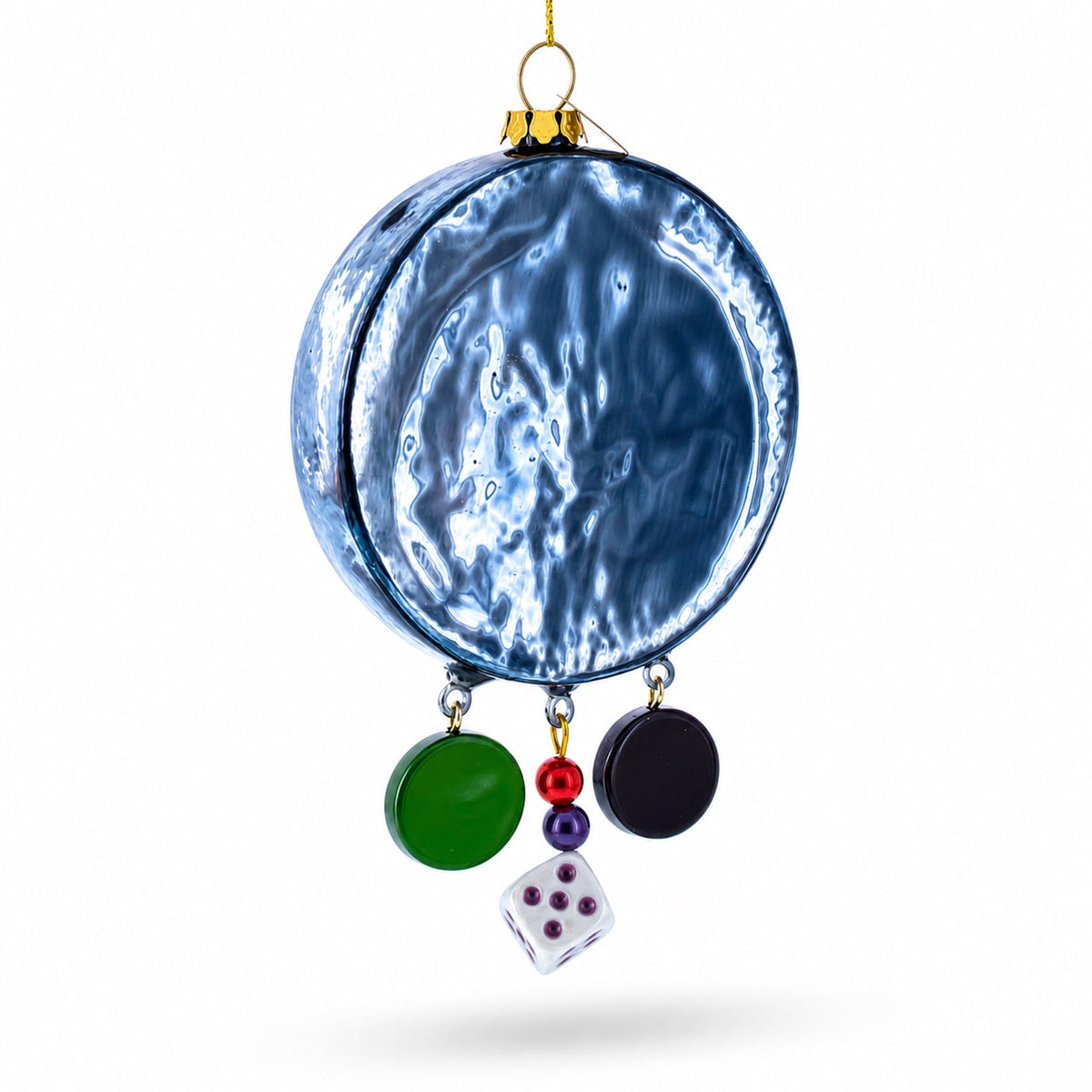 Roulette and Casino Poker Chip Glass Christmas Ornament