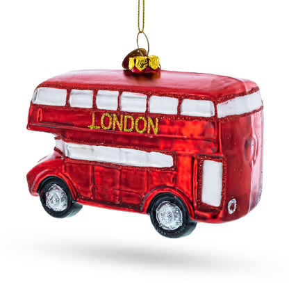 Double Decker Bus, London, UK Glass Christmas Ornament