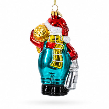 Cow Carrying Milk Jug Glass Christmas Ornament