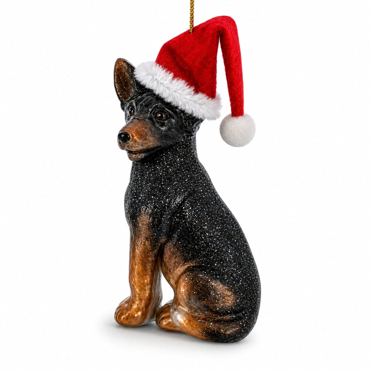 German Shepherd Puppy Glass Christmas Ornament