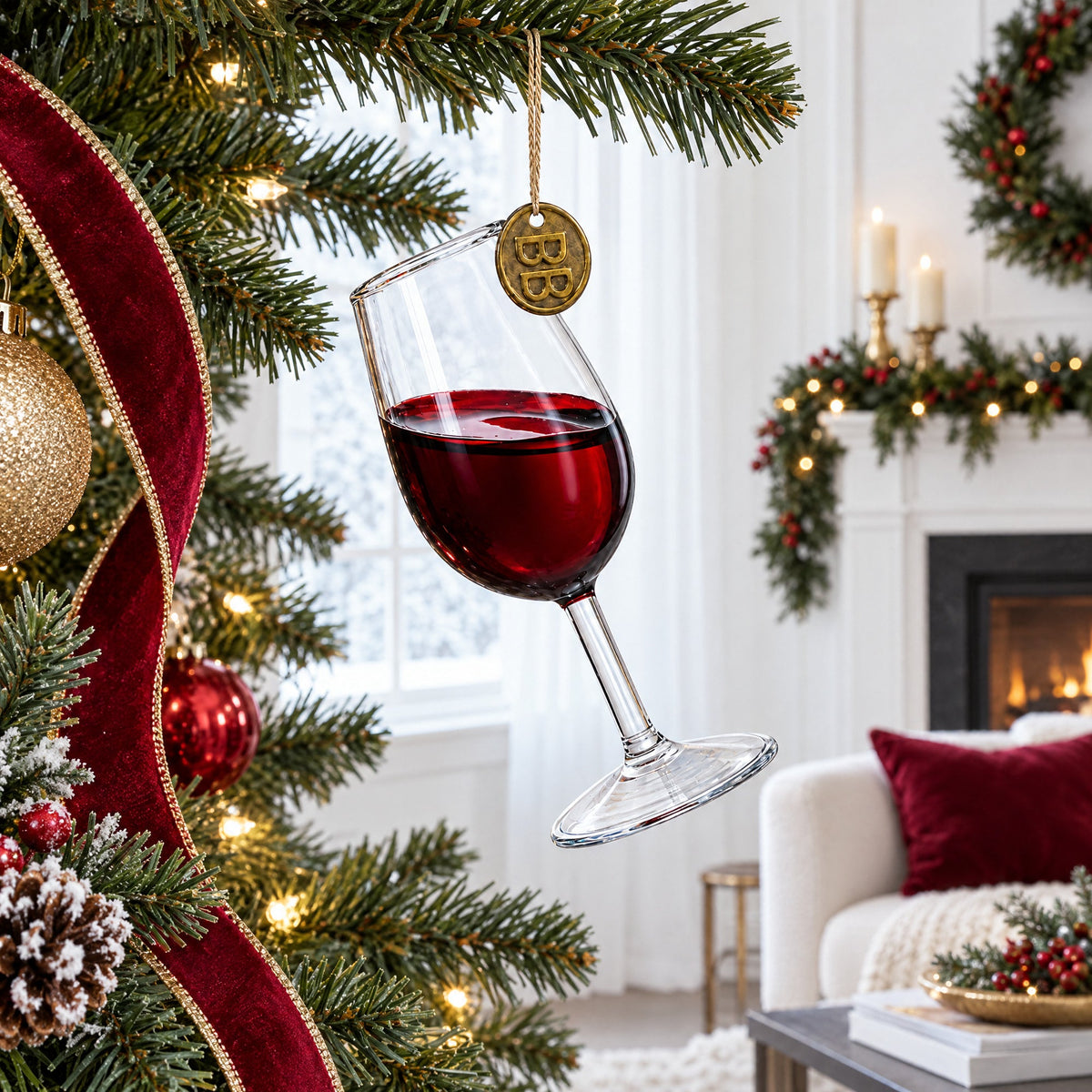 Glass of Wine Christmas Ornament