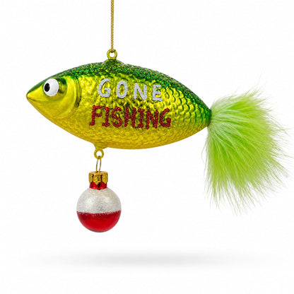 Gone Fishing Glass Christmas Ornament