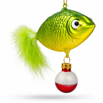 Gone Fishing Glass Christmas Ornament