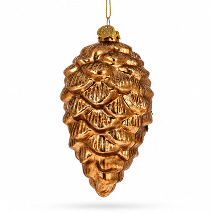 Wise Owl Nestled in Pine Cone Glass Christmas Ornament