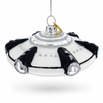 Intriguing UFO/ Alien Spaceship Glass Christmas Ornament