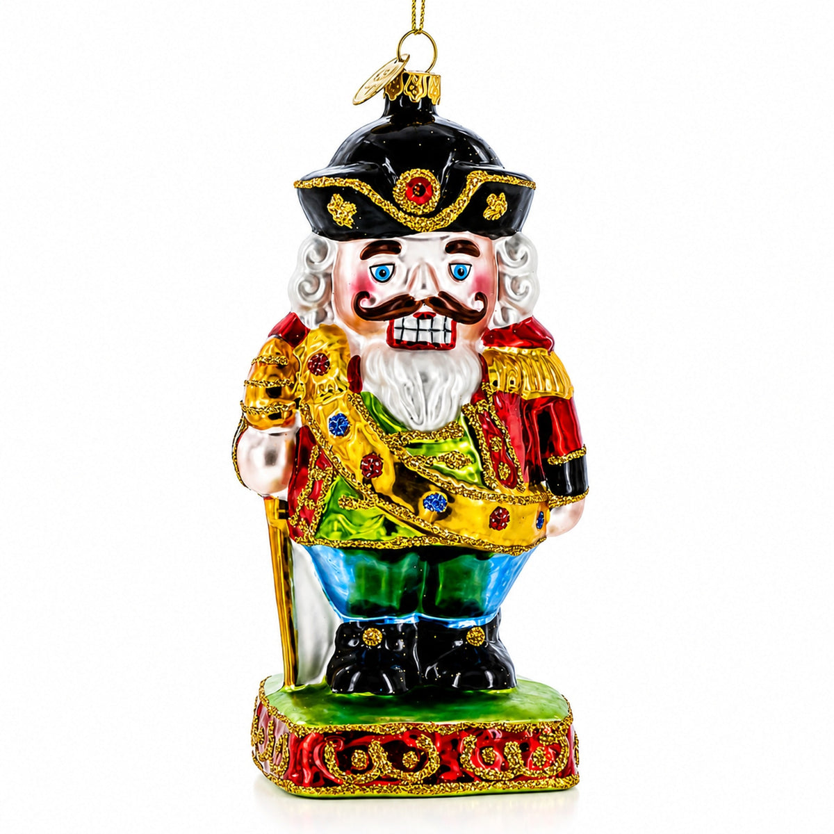 New Year Festive Nutcracker Glass Christmas Ornament