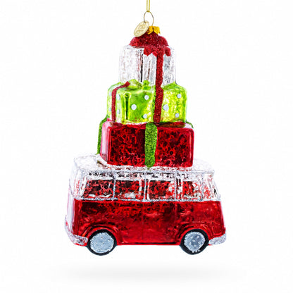 Hippie's Retro Bus Glass Christmas Ornament