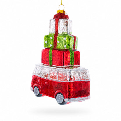 Hippie's Retro Bus Glass Christmas Ornament