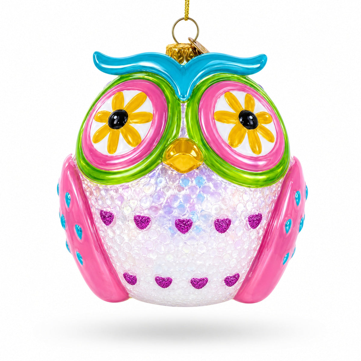 Sage Wise Owl Glass Christmas Ornament
