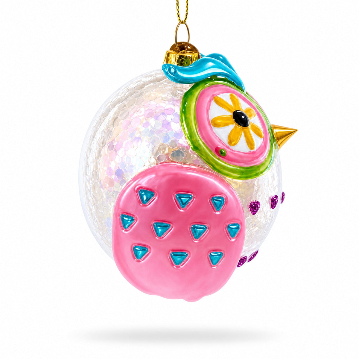 Sage Wise Owl Glass Christmas Ornament