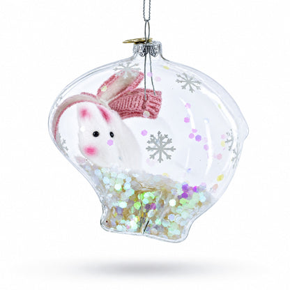 Clear Polar Bear Glass Christmas Ornament