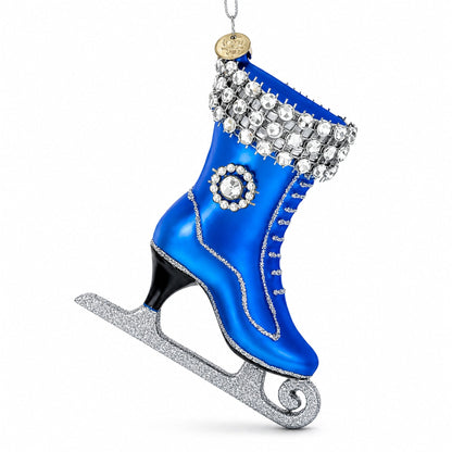 Figure Ice Skating Glass Christmas Ornament