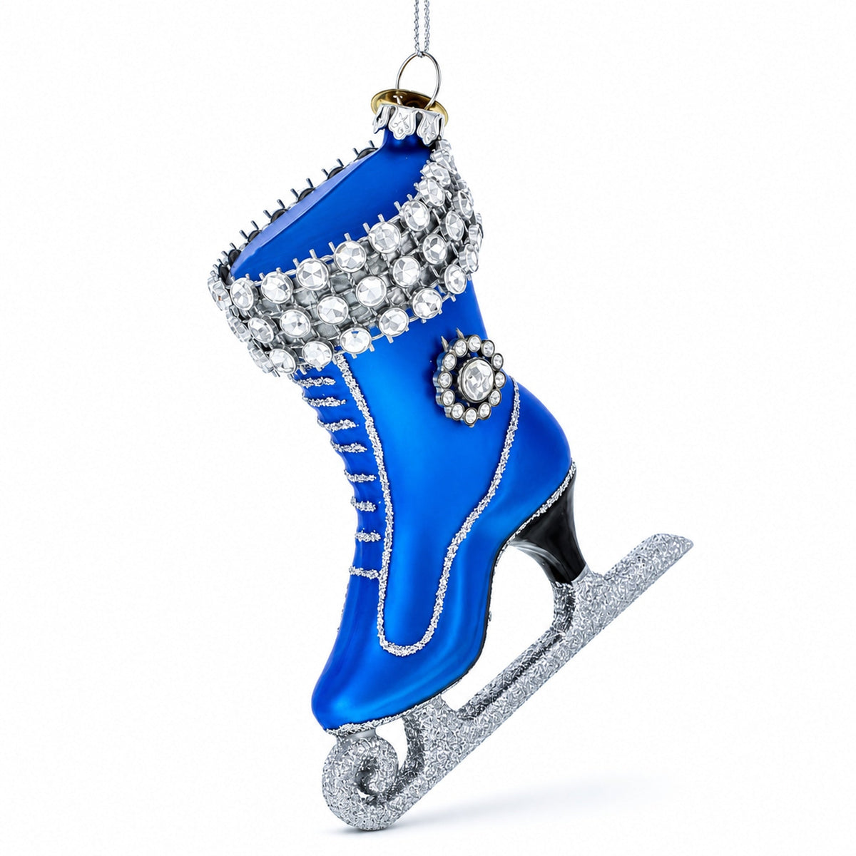 Figure Ice Skating Glass Christmas Ornament