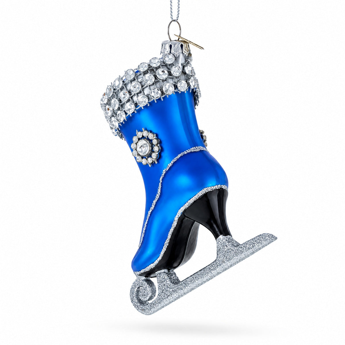 Figure Ice Skating Glass Christmas Ornament