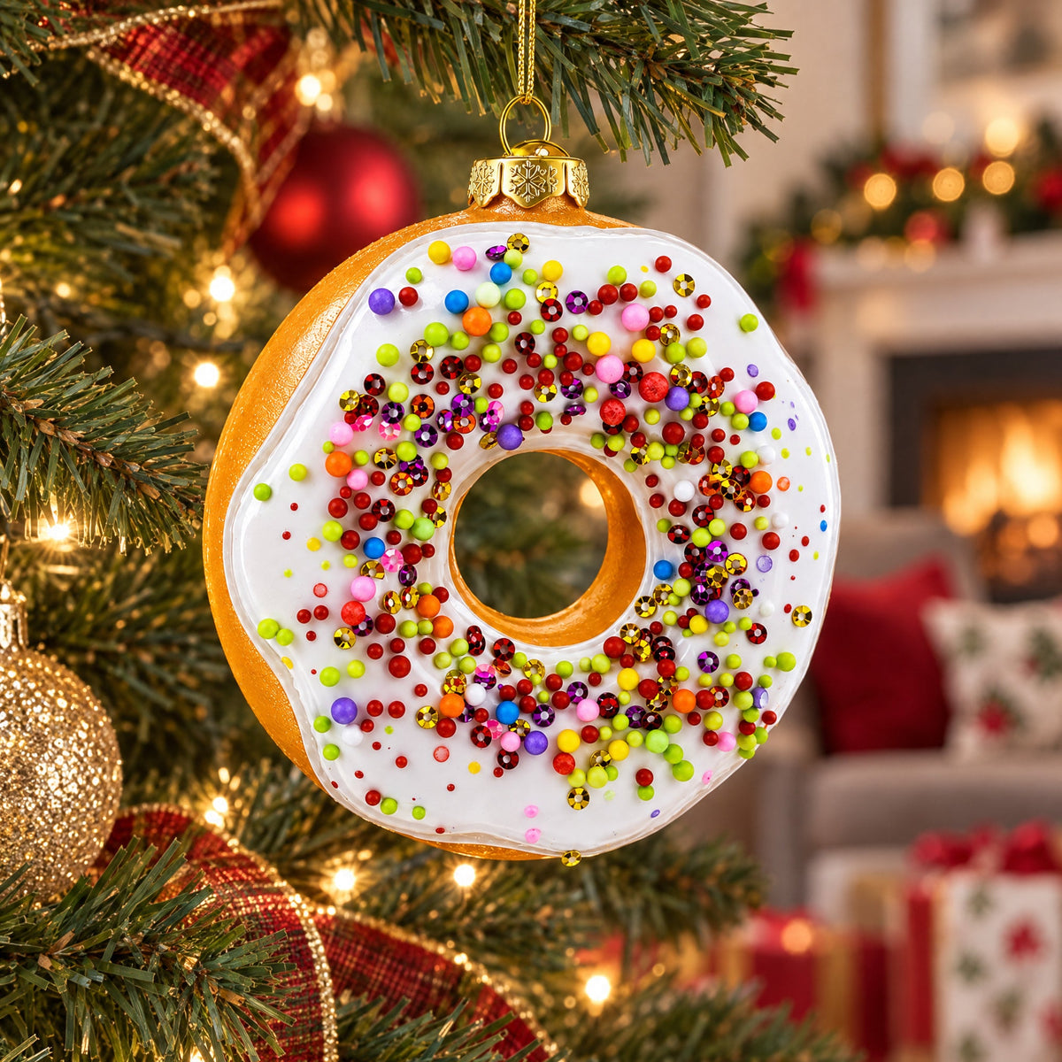 Doughnut Delight Glass Christmas Ornament