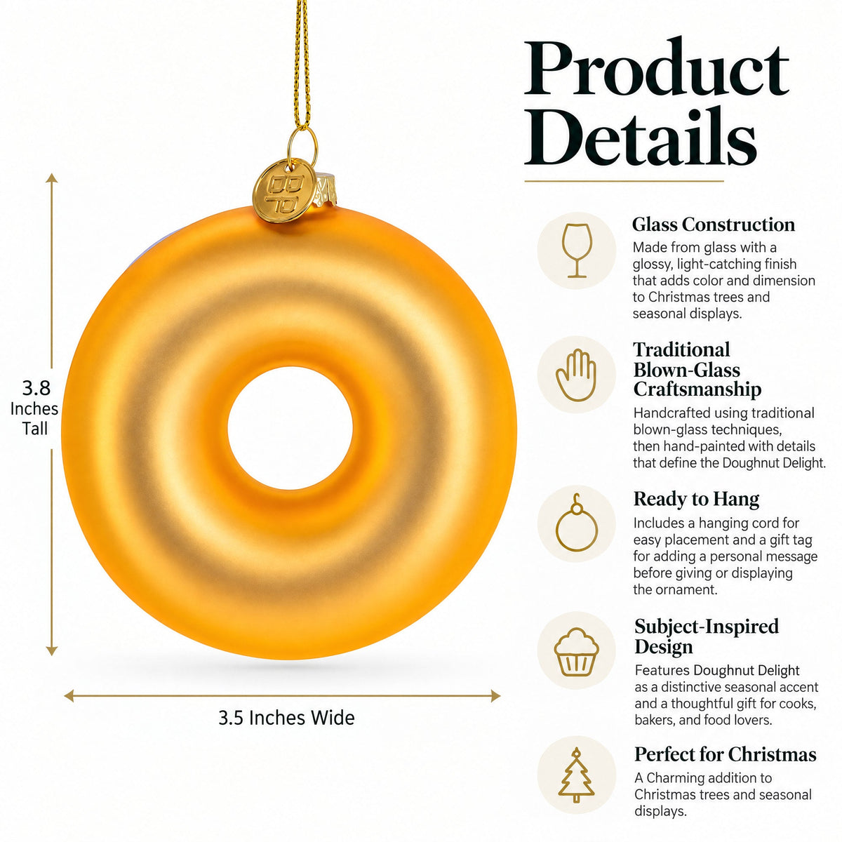 Doughnut Delight Glass Christmas Ornament