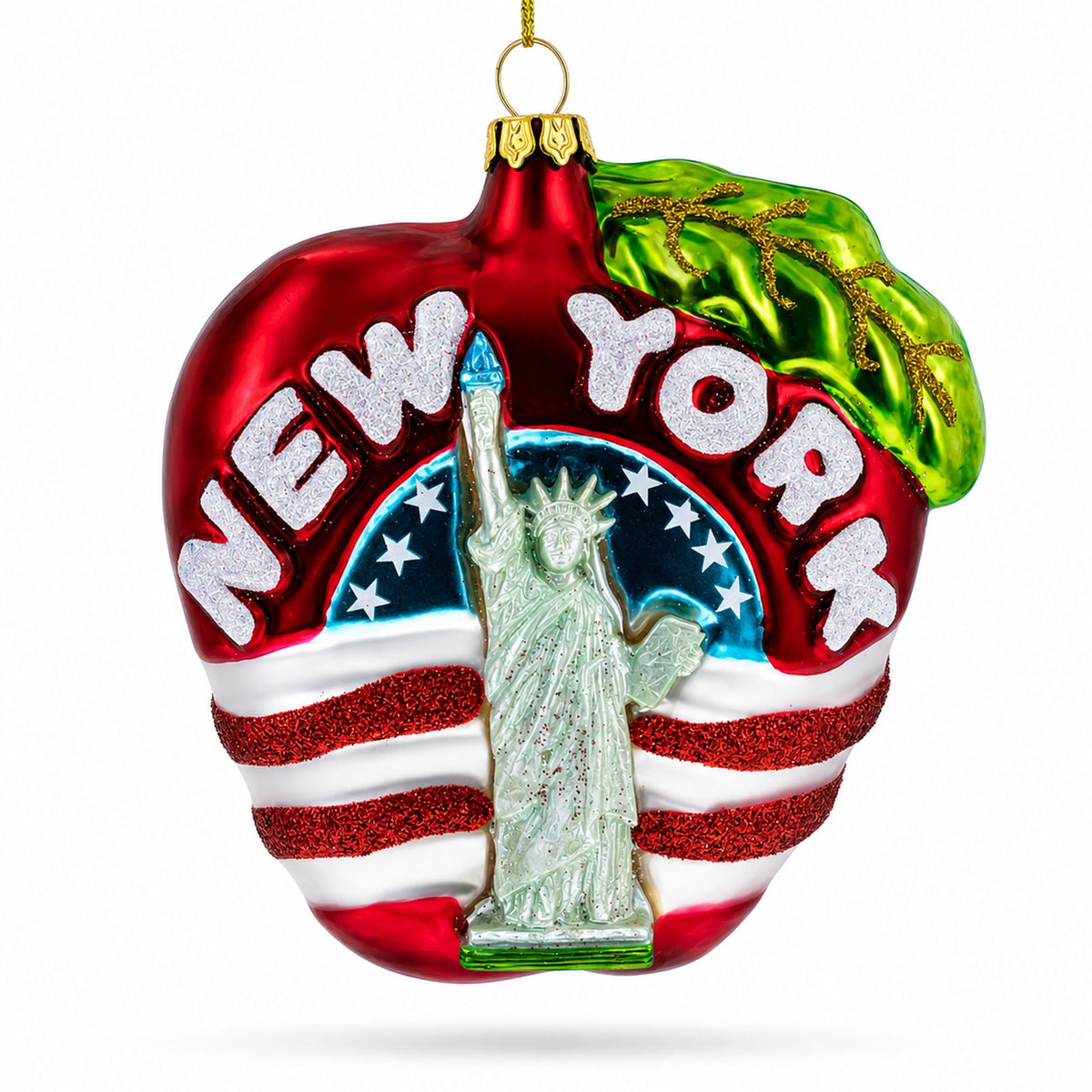 New York City Apple Symbol Glass Christmas Ornament