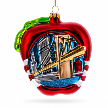New York City Apple Symbol Glass Christmas Ornament
