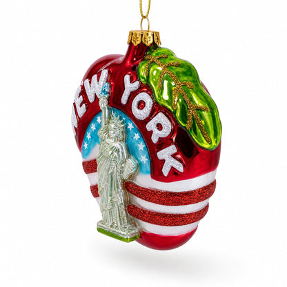 New York City Apple Symbol Glass Christmas Ornament