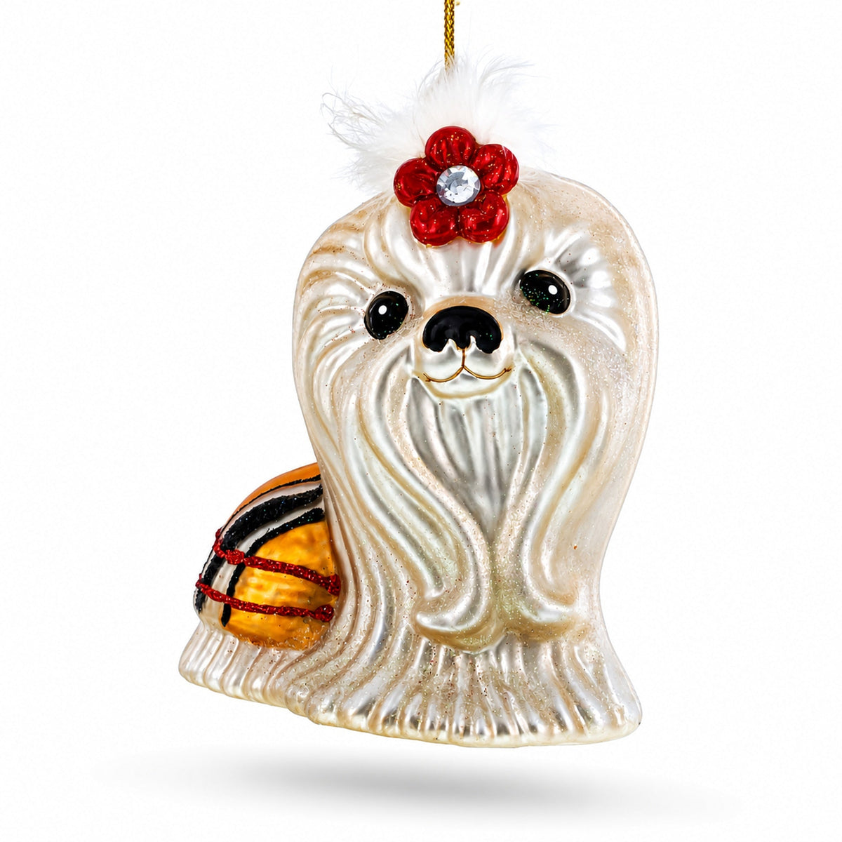 Shih Tzu Glass Christmas Ornament