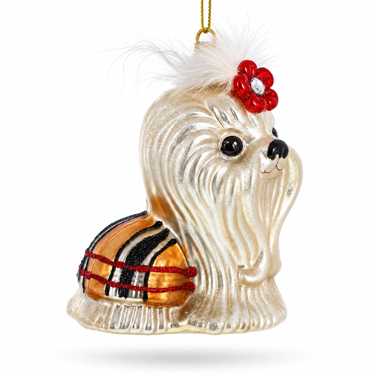 Shih Tzu Glass Christmas Ornament