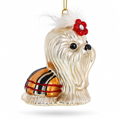 Shih Tzu Glass Christmas Ornament