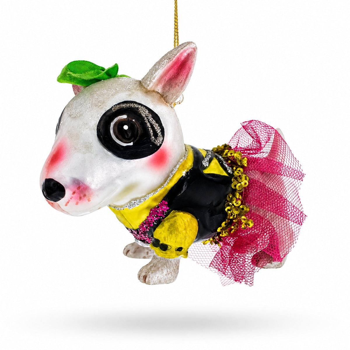 Pitbull Glass Christmas Ornament