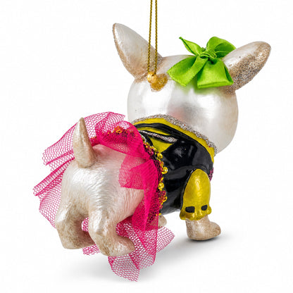 Pitbull Glass Christmas Ornament