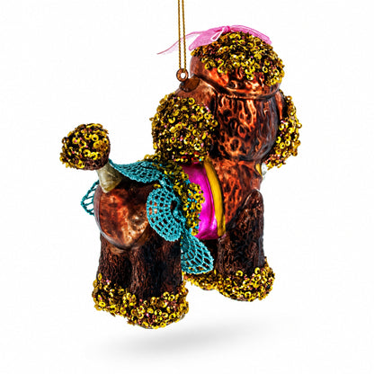 Poodle Glass Christmas Ornament
